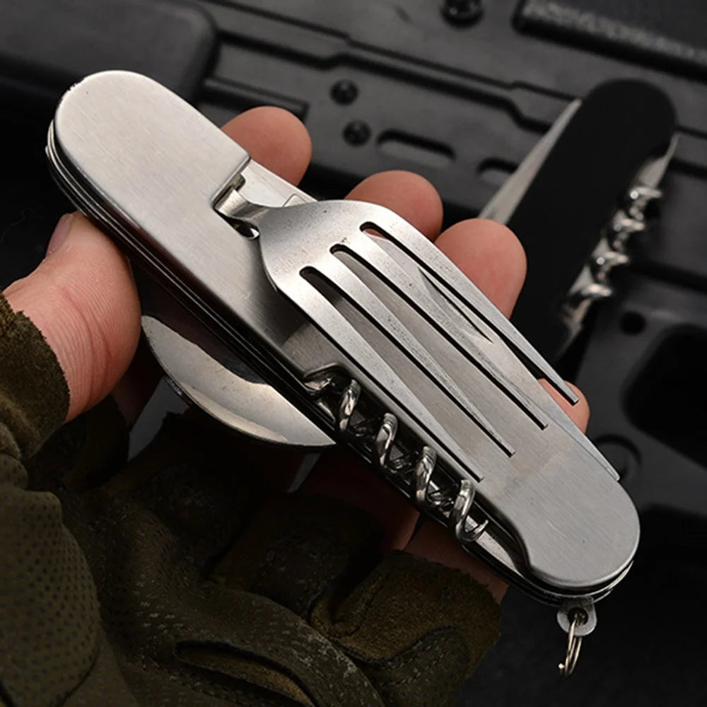 HALIN 2Pcs / Set Camping Cutlery Set Stainless Steel Knife Fork Spoon Outdoor Flatware (No FDA Certificate) - 5