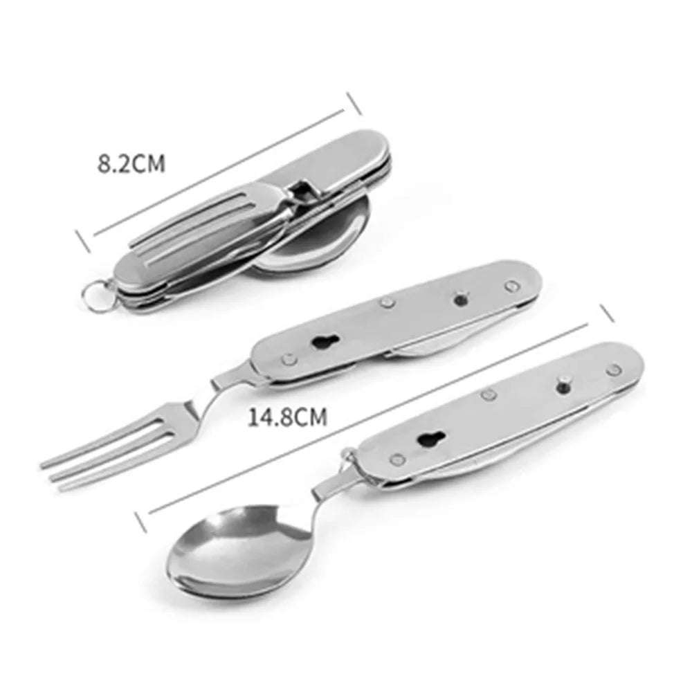 HALIN 2Pcs / Set Camping Cutlery Set Stainless Steel Knife Fork Spoon Outdoor Flatware (No FDA Certificate) - 6