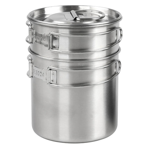 HALIN Multifunction 304 Stainless Steel Pot Set Outdoor Cooking Kettle Pan Camping Cookware Teapot (BPA-free, No FDA Certified) - 1