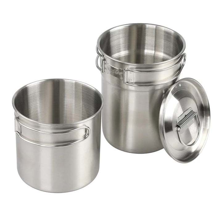 HALIN Multifunction 304 Stainless Steel Pot Set Outdoor Cooking Kettle Pan Camping Cookware Teapot (BPA-free, No FDA Certified) - 2