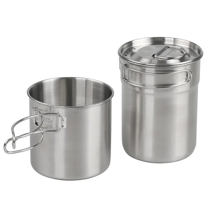 HALIN Multifunction 304 Stainless Steel Pot Set Outdoor Cooking Kettle Pan Camping Cookware Teapot (BPA-free, No FDA Certified) - 3