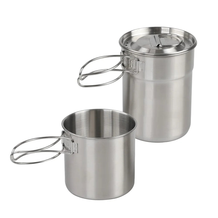 HALIN Multifunction 304 Stainless Steel Pot Set Outdoor Cooking Kettle Pan Camping Cookware Teapot (BPA-free, No FDA Certified) - 4