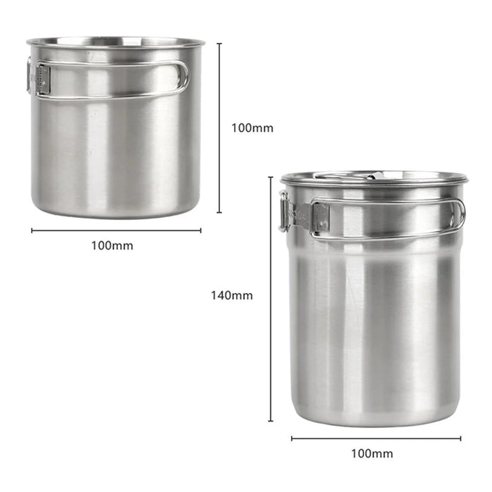 HALIN Multifunction 304 Stainless Steel Pot Set Outdoor Cooking Kettle Pan Camping Cookware Teapot (BPA-free, No FDA Certified) - 6