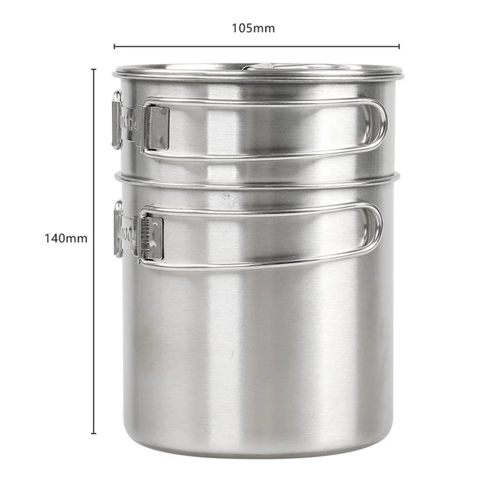 HALIN Multifunction 304 Stainless Steel Pot Set Outdoor Cooking Kettle Pan Camping Cookware Teapot (BPA-free, No FDA Certified) - 7