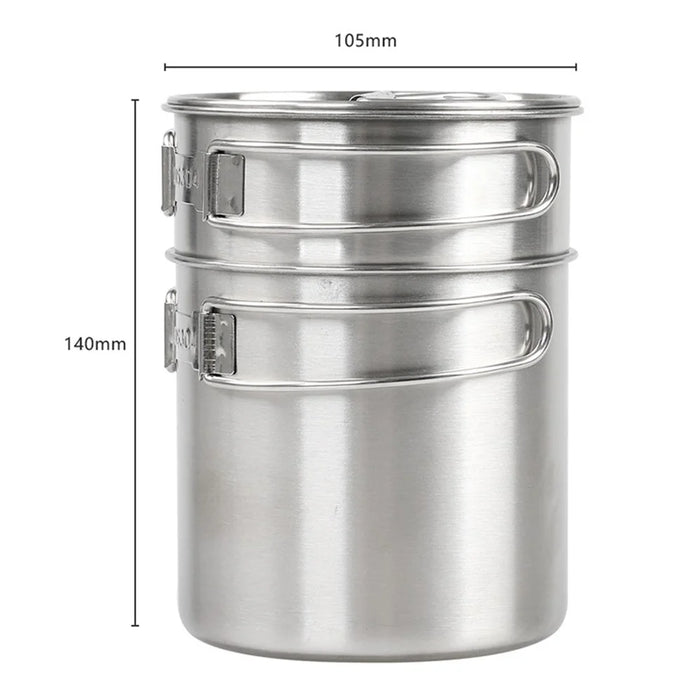 HALIN Multifunction 304 Stainless Steel Pot Set Outdoor Cooking Kettle Pan Camping Cookware Teapot (BPA-free, No FDA Certified) - 7