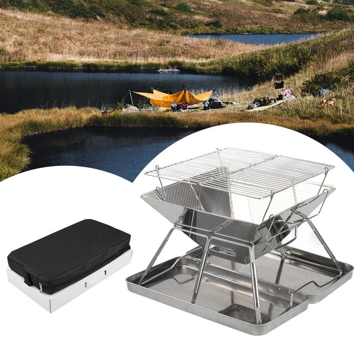 HALIN Camping Burning Stove Potable Folding Stainless Steel Backpacking BBQ Grill for Picnic (BPA-Free, No FDA Certified) - 2