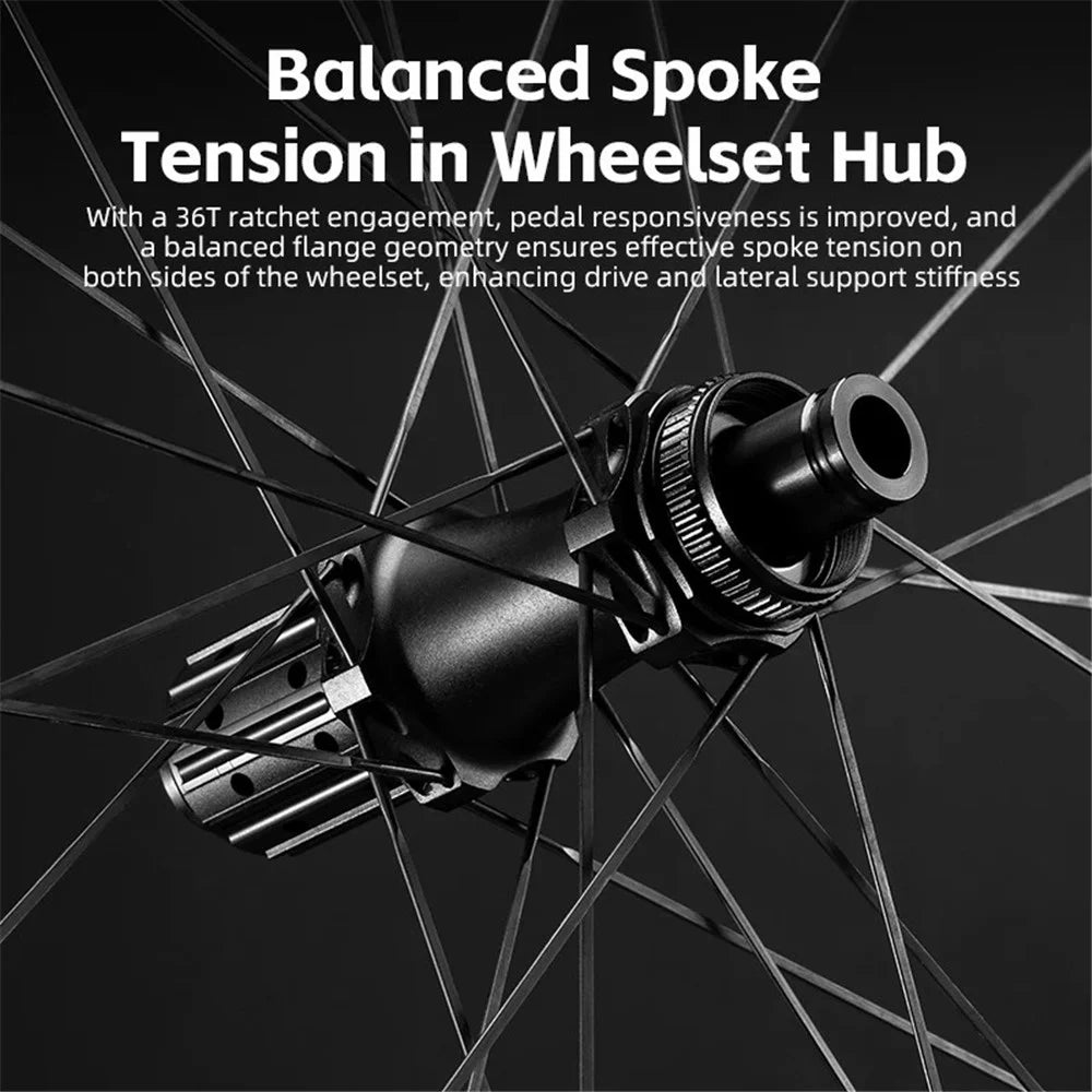 ROCKBROS 41210087 1 Pair Road Bike Wheels 50mm Depth T700 Carbon Fiber Cycling Wheelset - 4