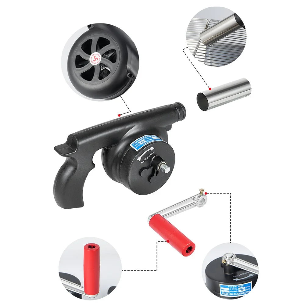 Large Size Barbecue Fire Burning Manual Air Blower Picnic Camping Stove Wind Blow Tool - 5