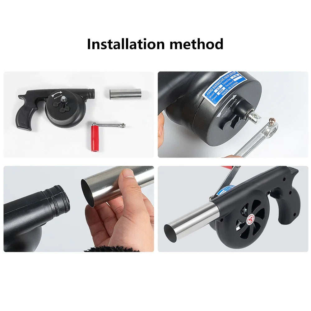 Large Size Barbecue Fire Burning Manual Air Blower Picnic Camping Stove Wind Blow Tool - 6
