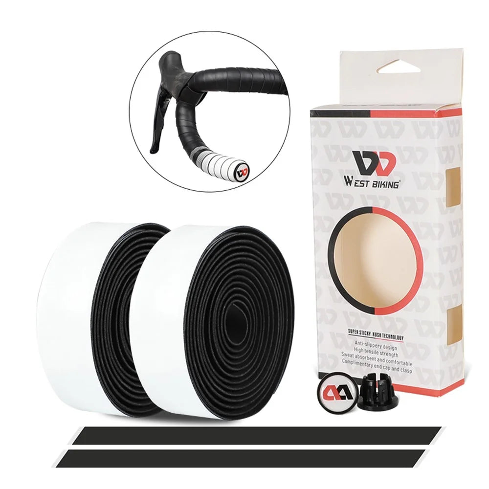 WEST BIKING Road Bike Handlebar Tapes Bicycle Bar Wraps - White / Black - 1