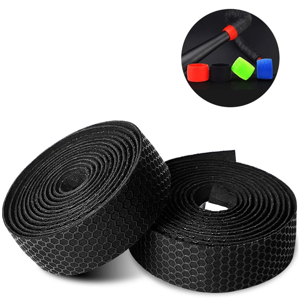 WEST BIKING Road Bike Honeycomb Handlebar Tape Anti-slip EVA Shock Absorption Handle Bar Wrap Tape - Black - 1