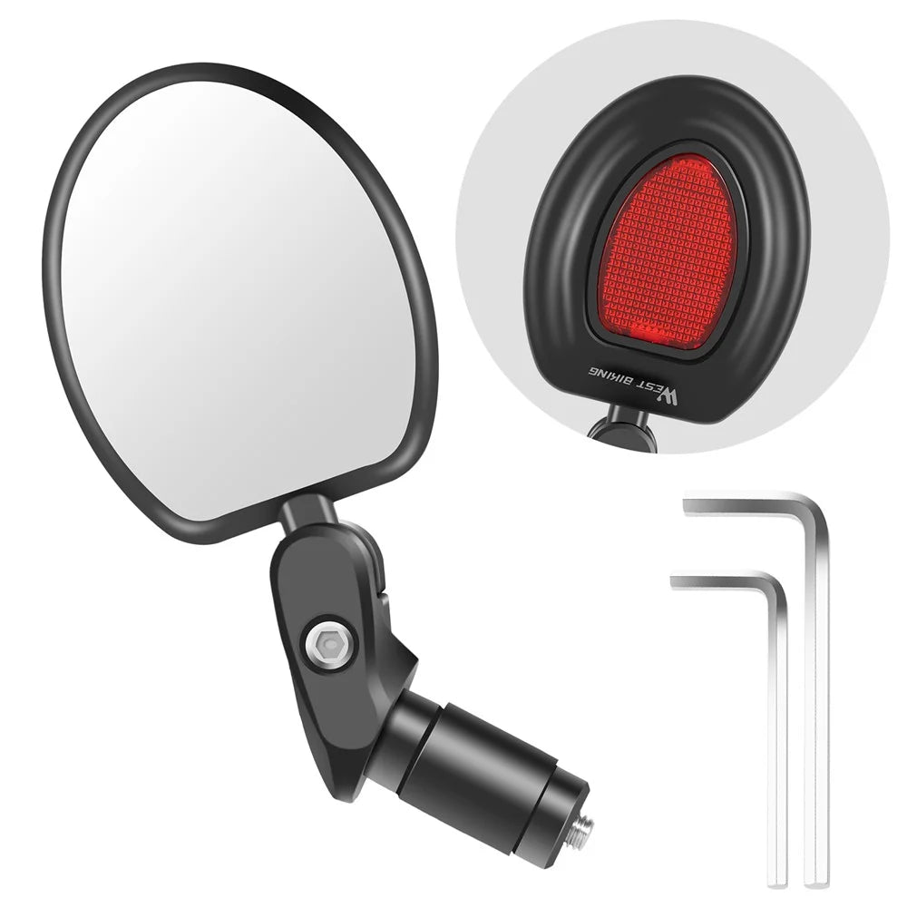 WEST BIKING Bike 360° Rotation Adjustable Rearview Mirror Wide Angle MTB Road Bicycle Handlebar Mirror - Oval - 1