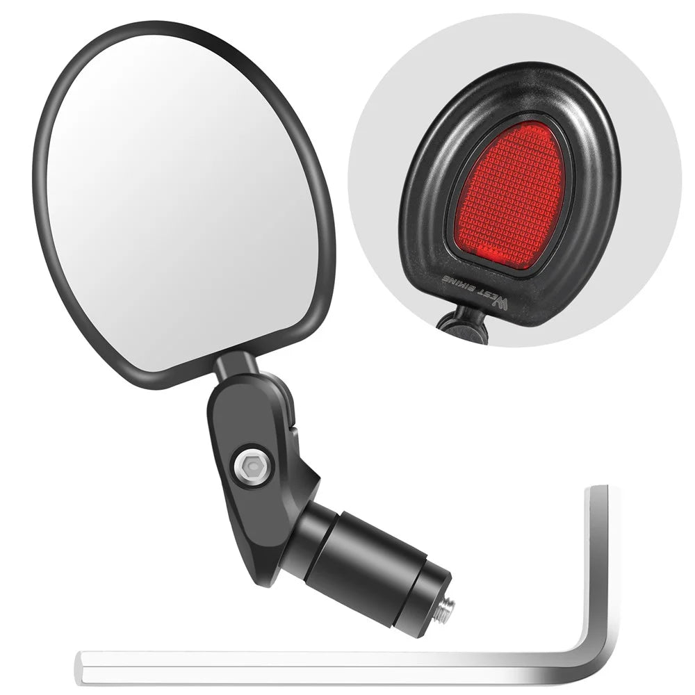 WEST BIKING Bike 360° Rotation Adjustable Rearview Mirror Wide Angle MTB Road Bicycle Handlebar Mirror - Oval - 3
