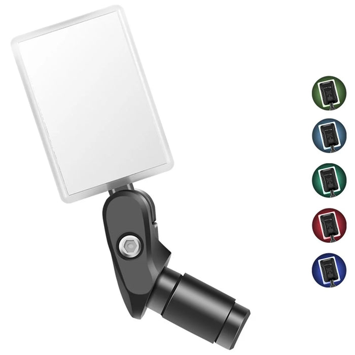 WEST BIKING USB Rechargeable Handlebar Mirror 360° Rotation Adjustable Rearview Mirror with LED Light - Rectangle - 1
