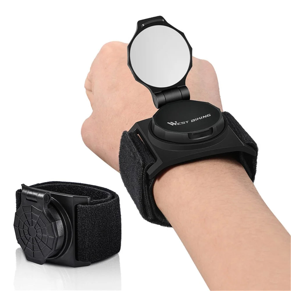 WEST BIKING 360 Degree Rotating Bicycle Cycling Wrist Band Rear View Mirror - 1