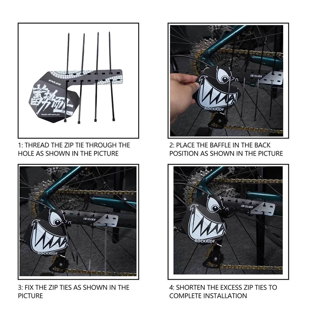 ENLEE E22103 Graffiti Mountain Bicycle Rear Derailleur Protector Cover with Cable Ties - Style A - 2