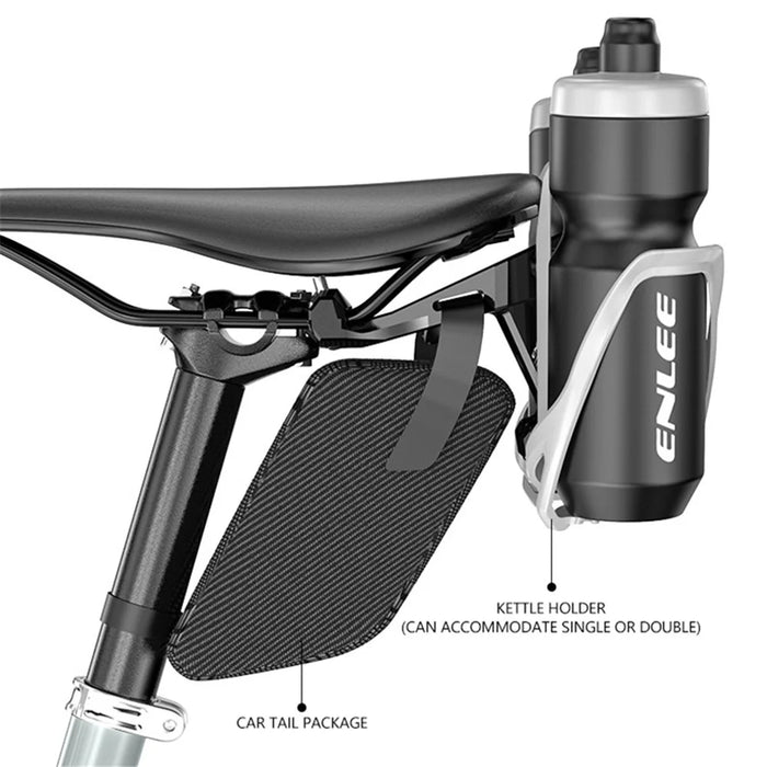 ENLEE R70 Bike Saddle Bottle Cage Holder Bicycle Seat Bottle Cage Mount Extension Bracket - Black - 3