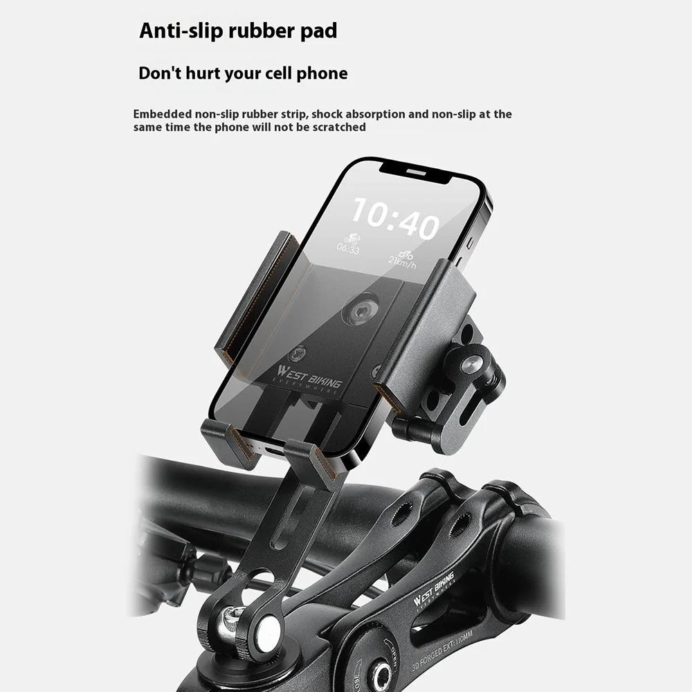 WEST BIKING YP0715080 Bike Aluminum Alloy Phone Holder Mount Cycling Bicycle GPS Bracket - 7