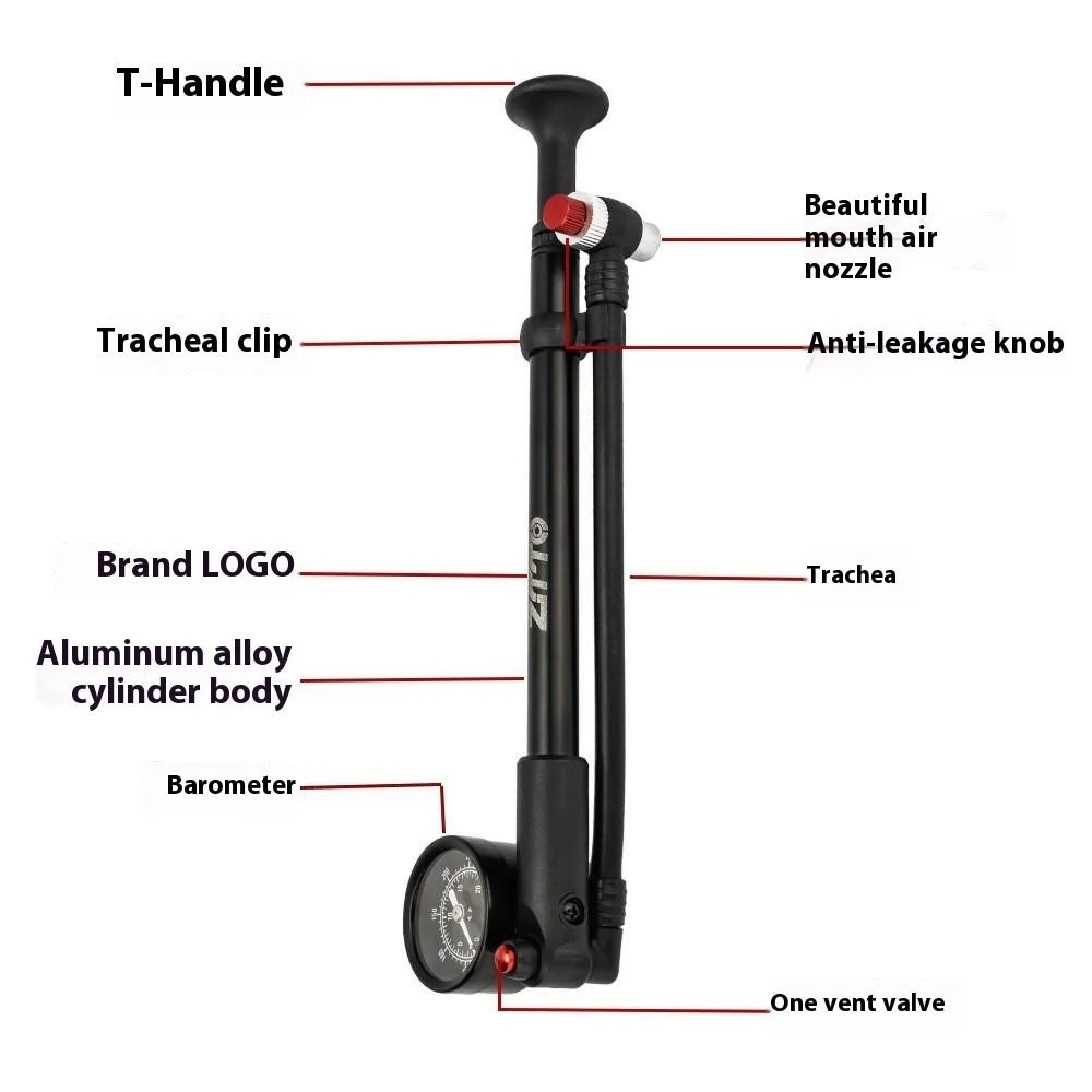 ZTTO 1505DT 300PSI Bike Front Fork Tire Air Pump High Pressure Bicycle Aluminum Alloy Inflator - 3