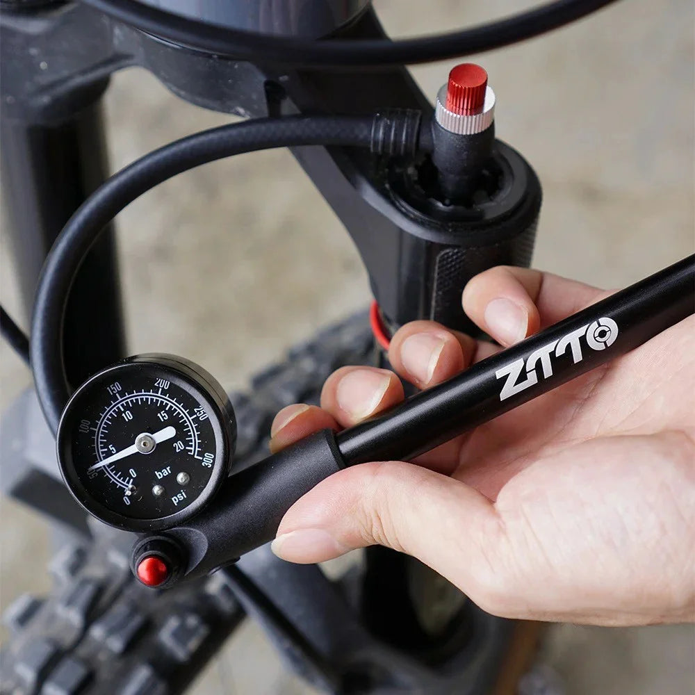 ZTTO 1505DT 300PSI Bike Front Fork Tire Air Pump High Pressure Bicycle Aluminum Alloy Inflator - 5