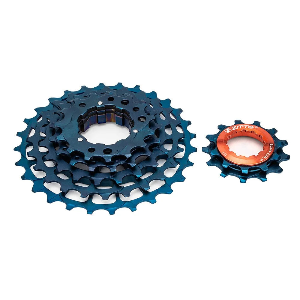 ZTTO 7 Speed Folding Bike Cassette 11-28T Steel + Aluminum Ultra Light Bicycle Freewheel - Dark Blue - 4