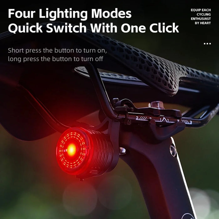 WEST BIKING YP0701449 Bike Cycling Tail Light 4 Modes Bicycle Smart Sensing Warning Lamp - 4