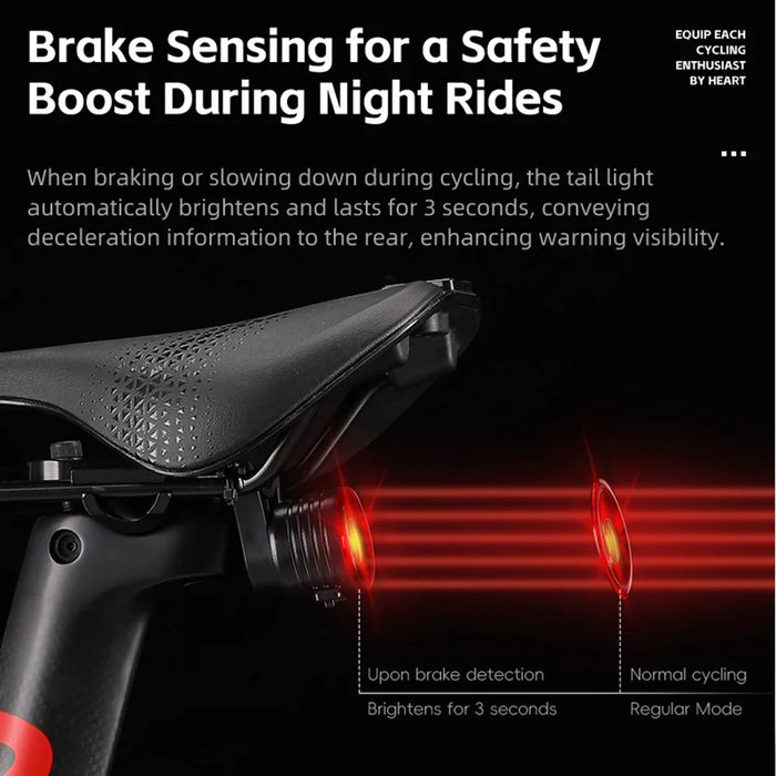 WEST BIKING YP0701449 Bike Cycling Tail Light 4 Modes Bicycle Smart Sensing Warning Lamp - 6