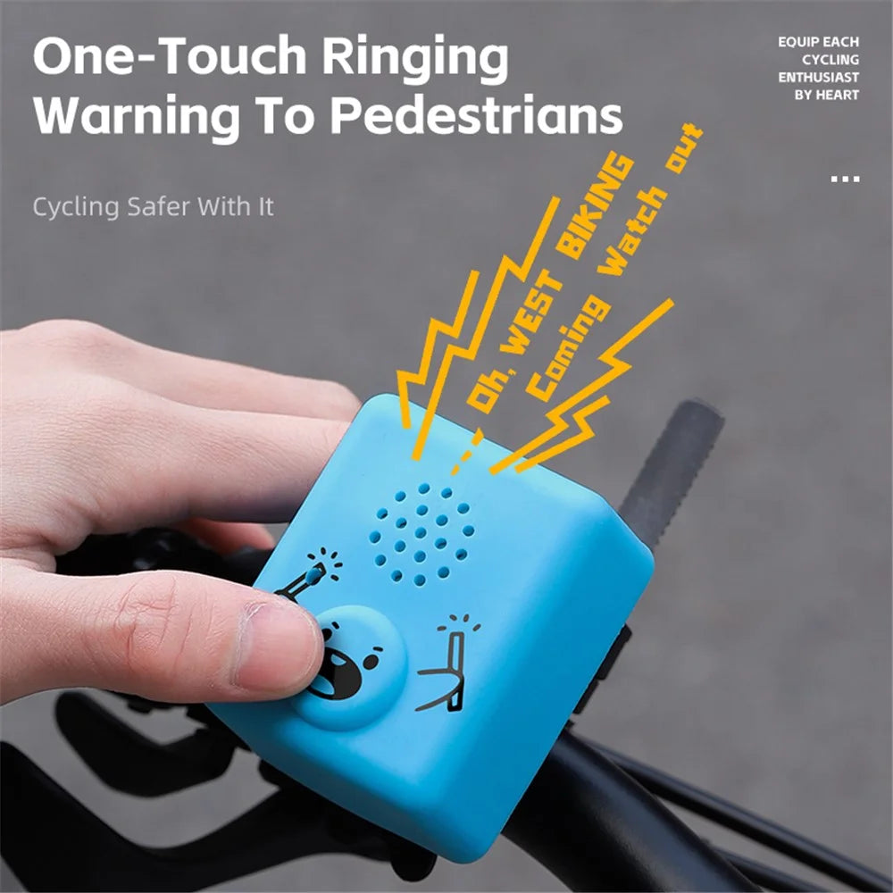 WEST BIKING 120dB Bike Bell Audio Recording Electric Horn for Mountain Bike Electronic Bicycle ( with Battery ) - Blue - 3