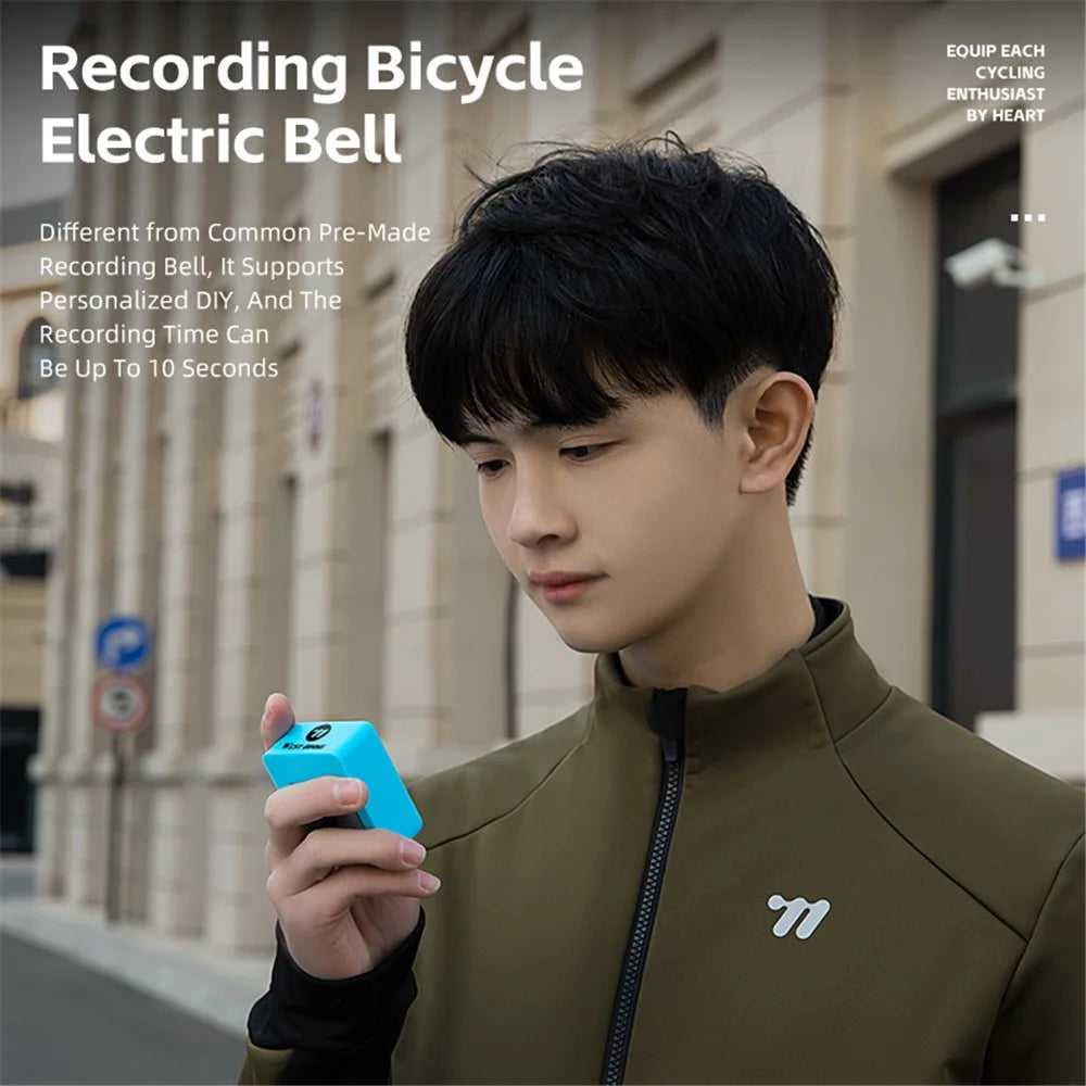 WEST BIKING 120dB Bike Bell Audio Recording Electric Horn for Mountain Bike Electronic Bicycle ( with Battery ) - Blue - 4