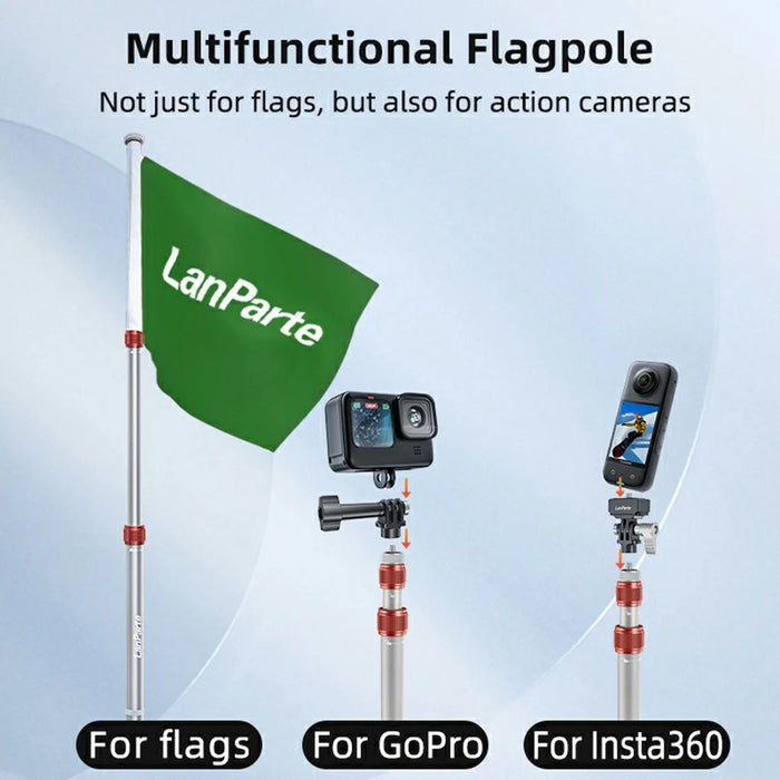 LANPARTE MF-02 Motorcycle Aluminum Alloy Extendable Flag Pole Action Camera Support Stick - 4