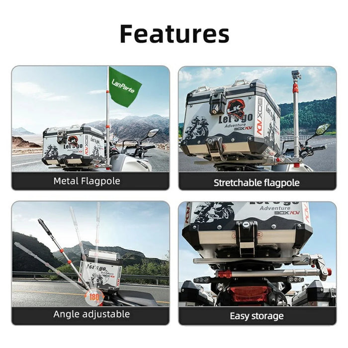 LANPARTE MF-02 Motorcycle Aluminum Alloy Extendable Flag Pole Action Camera Support Stick - 5