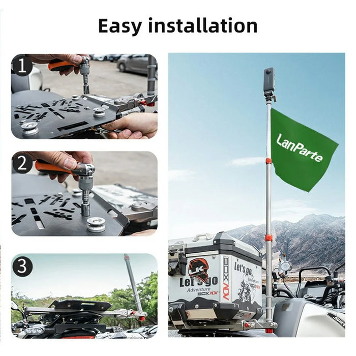 LANPARTE MF-02 Motorcycle Aluminum Alloy Extendable Flag Pole Action Camera Support Stick - 6