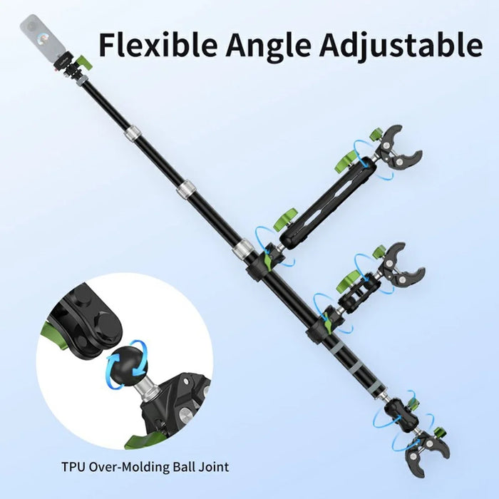 LANPARTE PMH-C3 Motorcycle Sports Camera Mount Kit Aluminum Alloy Telescopic Riding Camera Bracket - 4