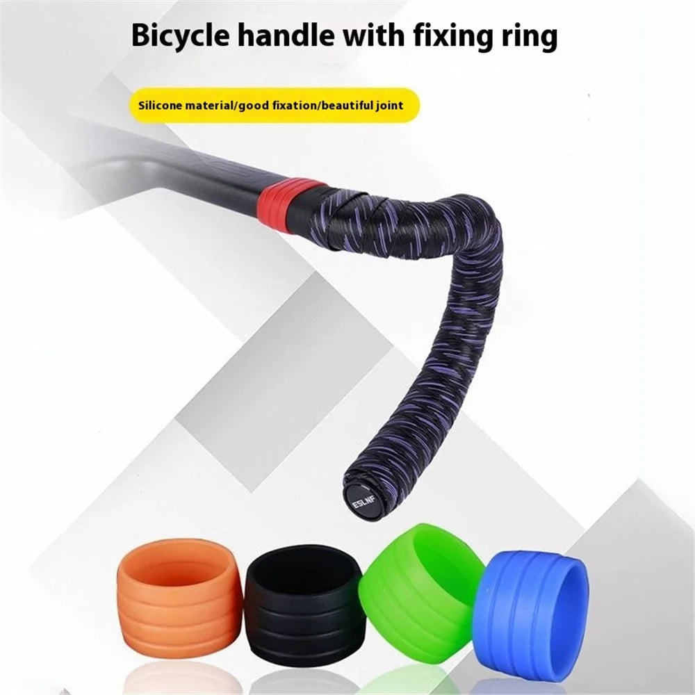 08DK0018 1 Pair Silicone Bike Handlebar Tape Fixing Loops Reusable Tape Fixed Rings Fasten Tool - Red - 2