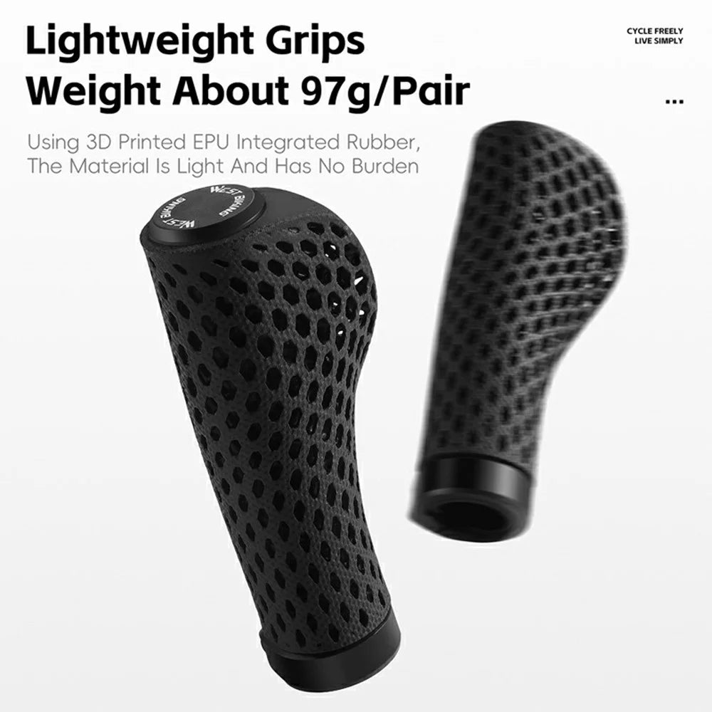 WEST BIKING YP0804085 1 Pair 3D Printed Bike Handlebar Grip Mountain Bike Anti Slip Shock Absorbing Handle Cover - 3