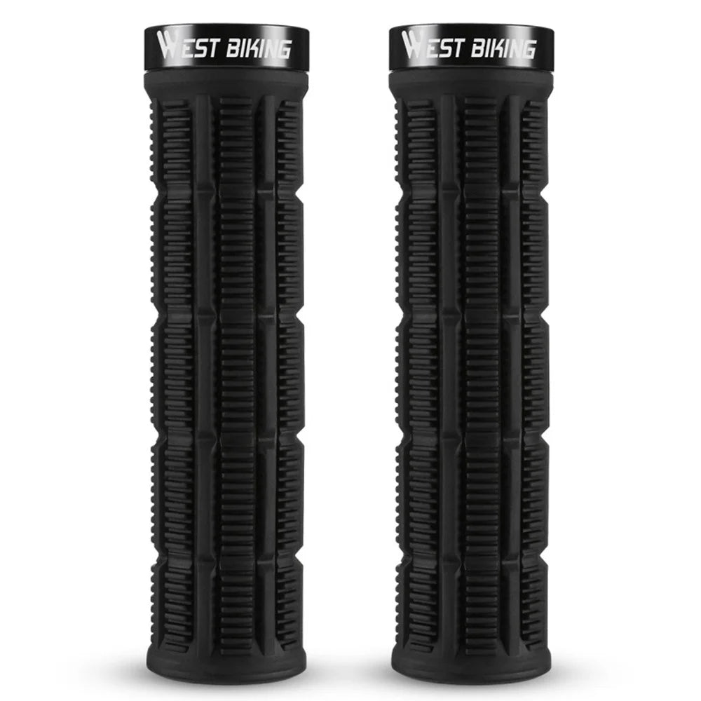 WEST BIKING YP0804089 1 Pair Anti Slip Mountain Bike Handlebar Grips Shock Absorbing Bicycle Grips - Black - 1