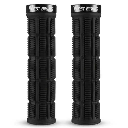 WEST BIKING YP0804089 1 Pair Anti Slip Mountain Bike Handlebar Grips Shock Absorbing Bicycle Grips - Black - 1