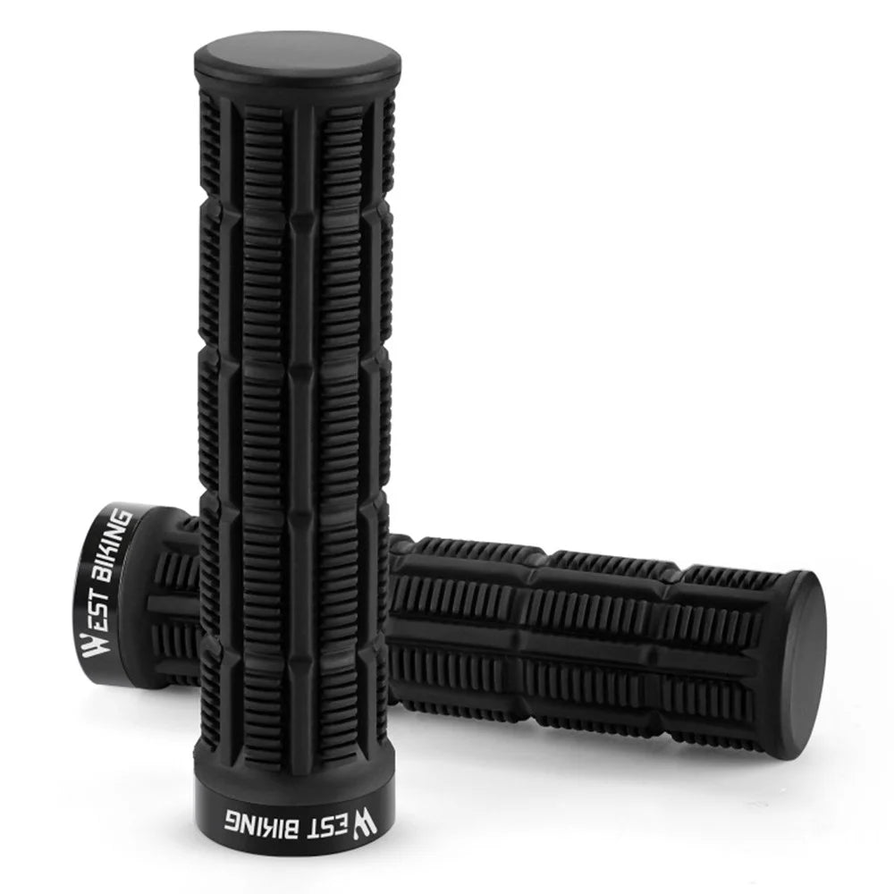 WEST BIKING YP0804089 1 Pair Anti Slip Mountain Bike Handlebar Grips Shock Absorbing Bicycle Grips - Black - 2