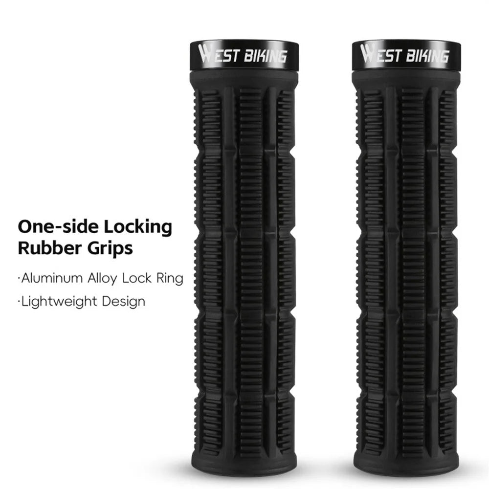 WEST BIKING YP0804089 1 Pair Anti Slip Mountain Bike Handlebar Grips Shock Absorbing Bicycle Grips - Black - 3