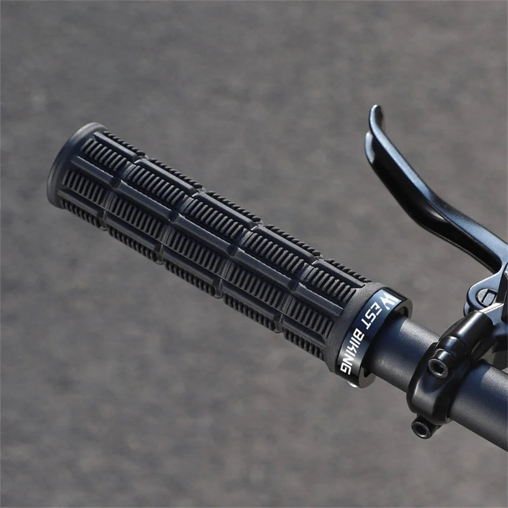 WEST BIKING YP0804089 1 Pair Anti Slip Mountain Bike Handlebar Grips Shock Absorbing Bicycle Grips - Black - 4