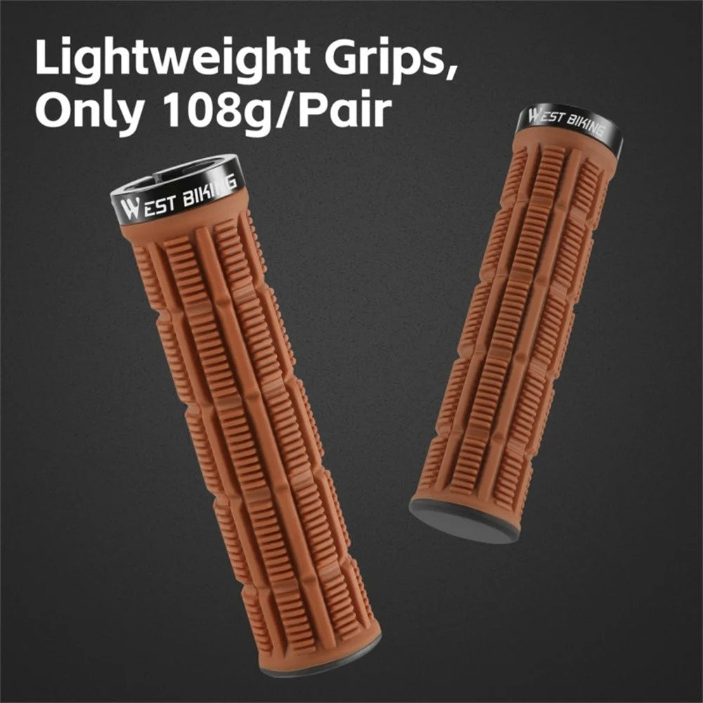 WEST BIKING YP0804089 1 Pair Anti Slip Mountain Bike Handlebar Grips Shock Absorbing Bicycle Grips - Black - 6