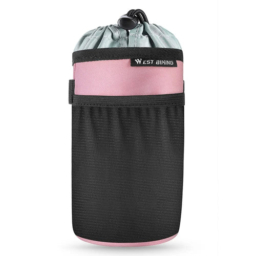 WEST BIKING YP0707411 Bicycle Cycling Water Bottle Bag Bike Handlebar Front Insulated Pouch - Pink - 1
