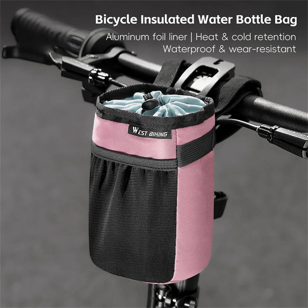 WEST BIKING YP0707411 Bicycle Cycling Water Bottle Bag Bike Handlebar Front Insulated Pouch - Pink - 3