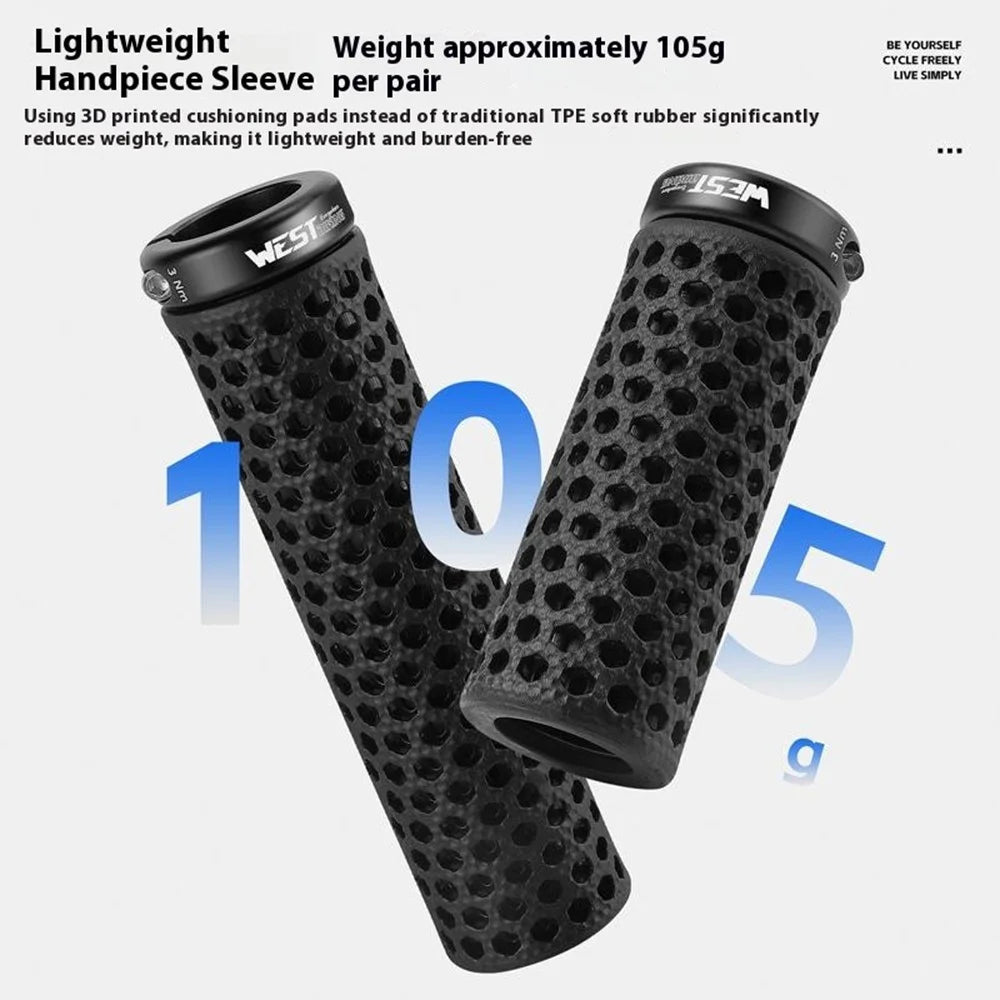 WEST BIKING YP0804092 1 Pair Mountain Bike Long + Short Grips 3D Printed TPU Anti Slip Handlebar Grips - Black / Pink - 3