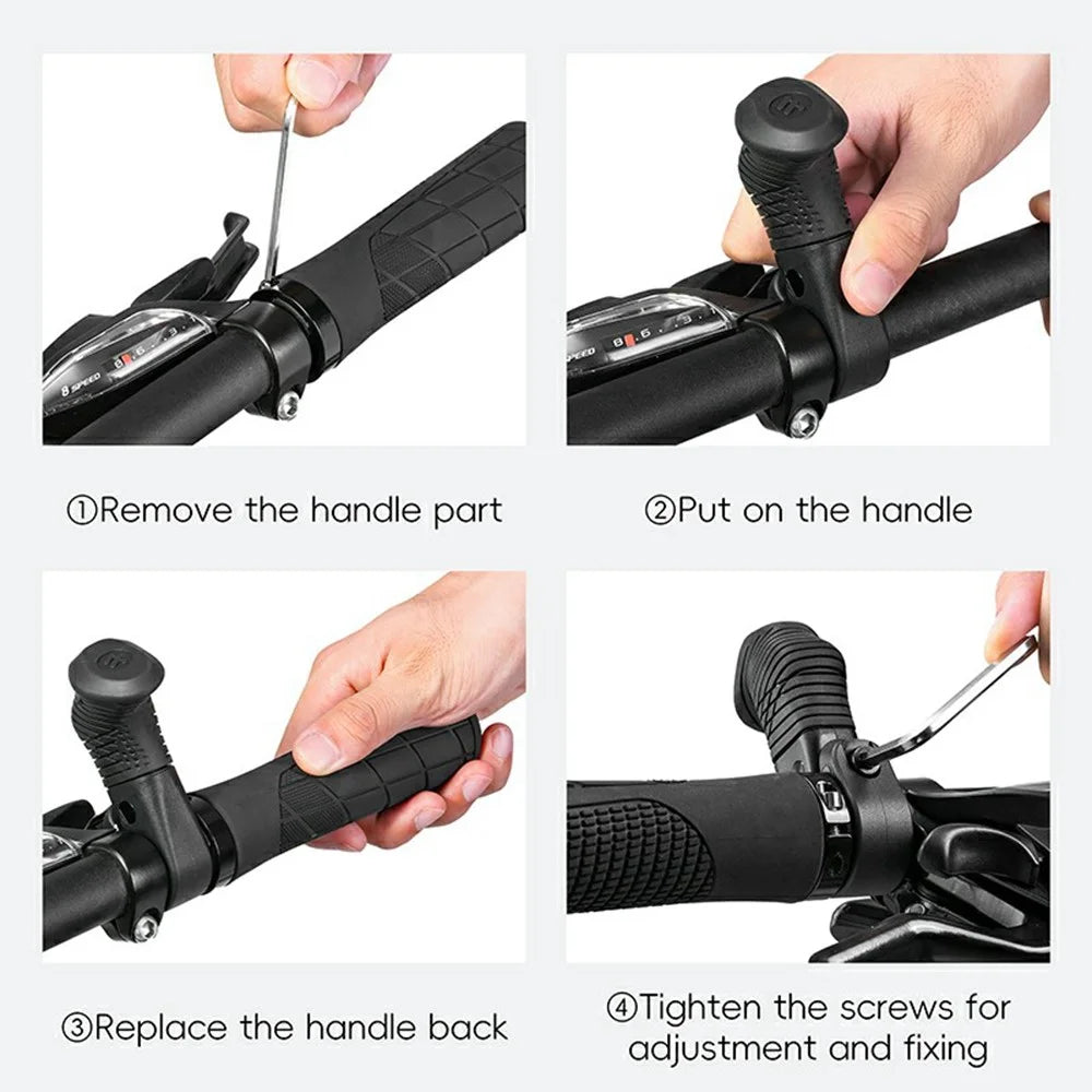 WEST BIKING YP0804087 Mountain Bike Thumb Grips Ergonomic Bike Grip Handle Extension Handlebar - Black - 4