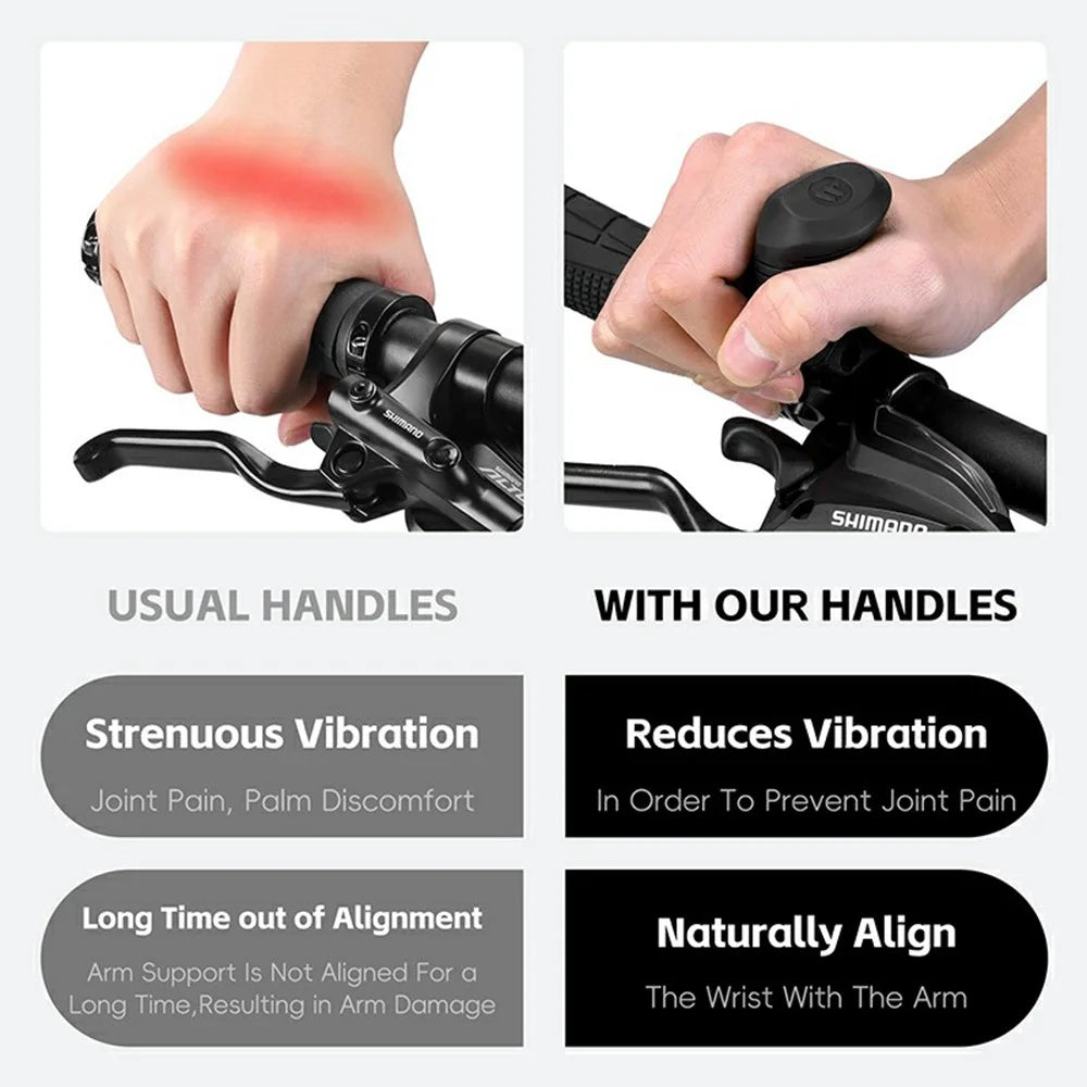 WEST BIKING YP0804087 Mountain Bike Thumb Grips Ergonomic Bike Grip Handle Extension Handlebar - Black - 7
