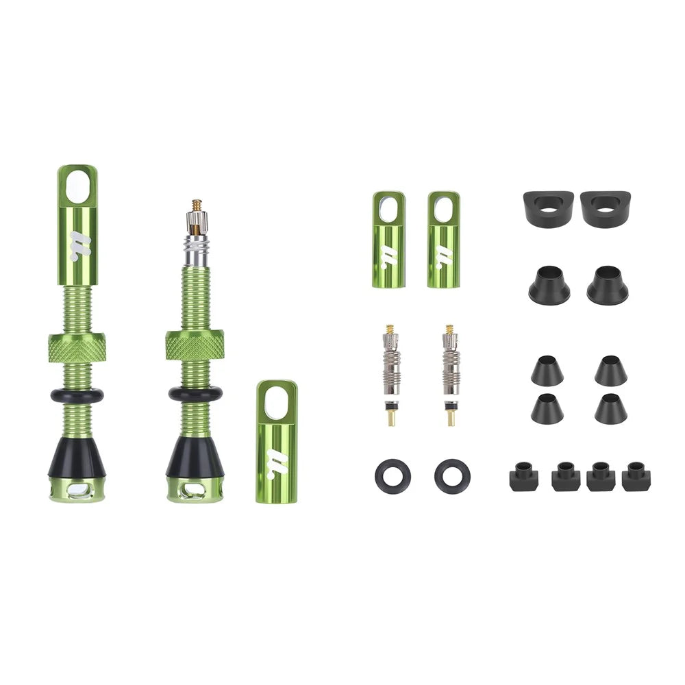 WEST BIKING YP0719491 Bike Tubeless Presta Air Valve Stem Lightweight Aluminum Alloy Valve Kit Potable Valve Core Removal Tool - Green 44mm - 1