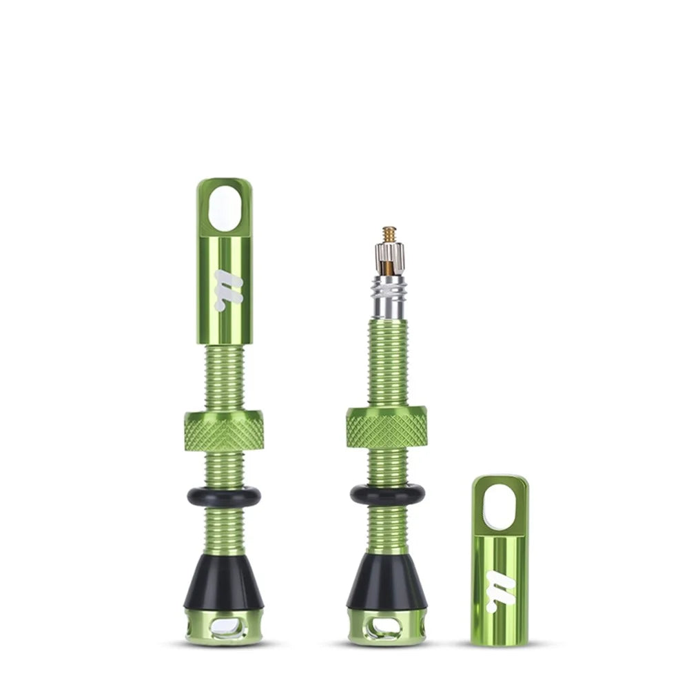 WEST BIKING YP0719491 Bike Tubeless Presta Air Valve Stem Lightweight Aluminum Alloy Valve Kit Potable Valve Core Removal Tool - Green 44mm - 2