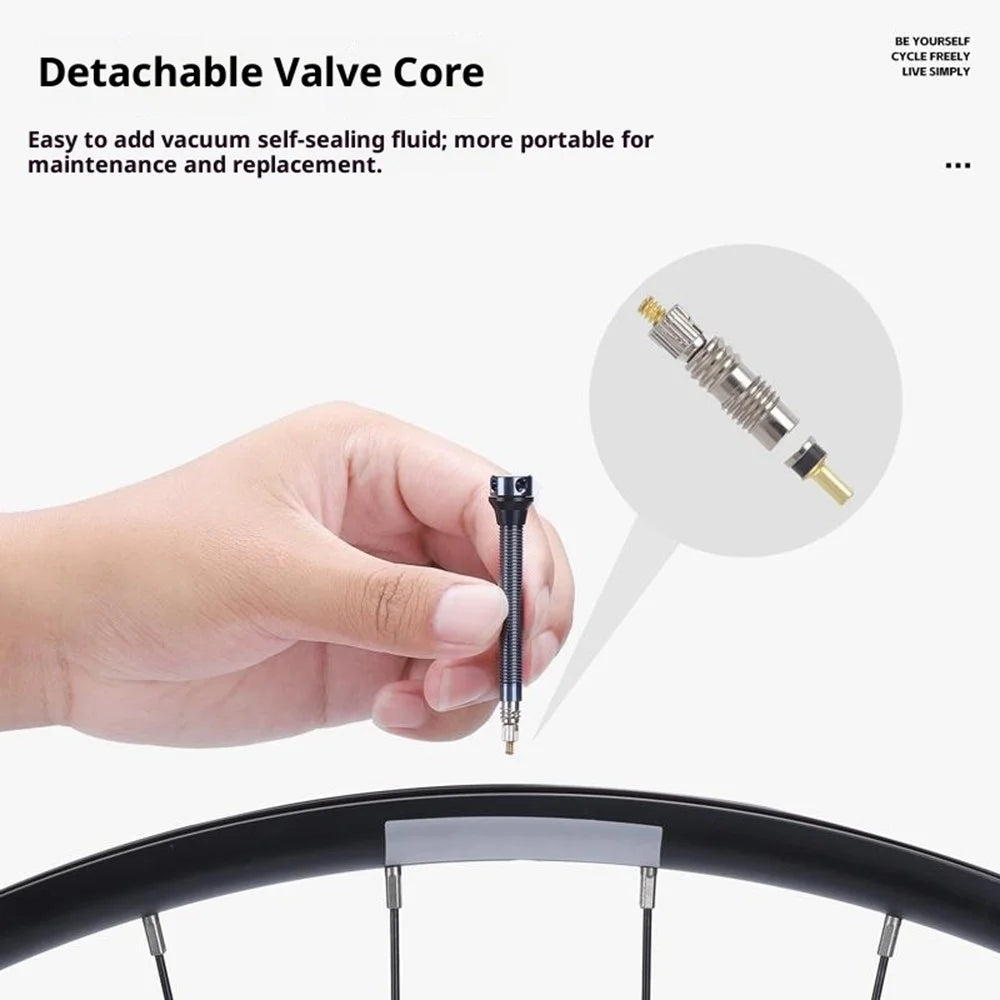 WEST BIKING YP0719491 Bike Tubeless Presta Air Valve Stem Lightweight Aluminum Alloy Valve Kit Potable Valve Core Removal Tool - Green 44mm - 6