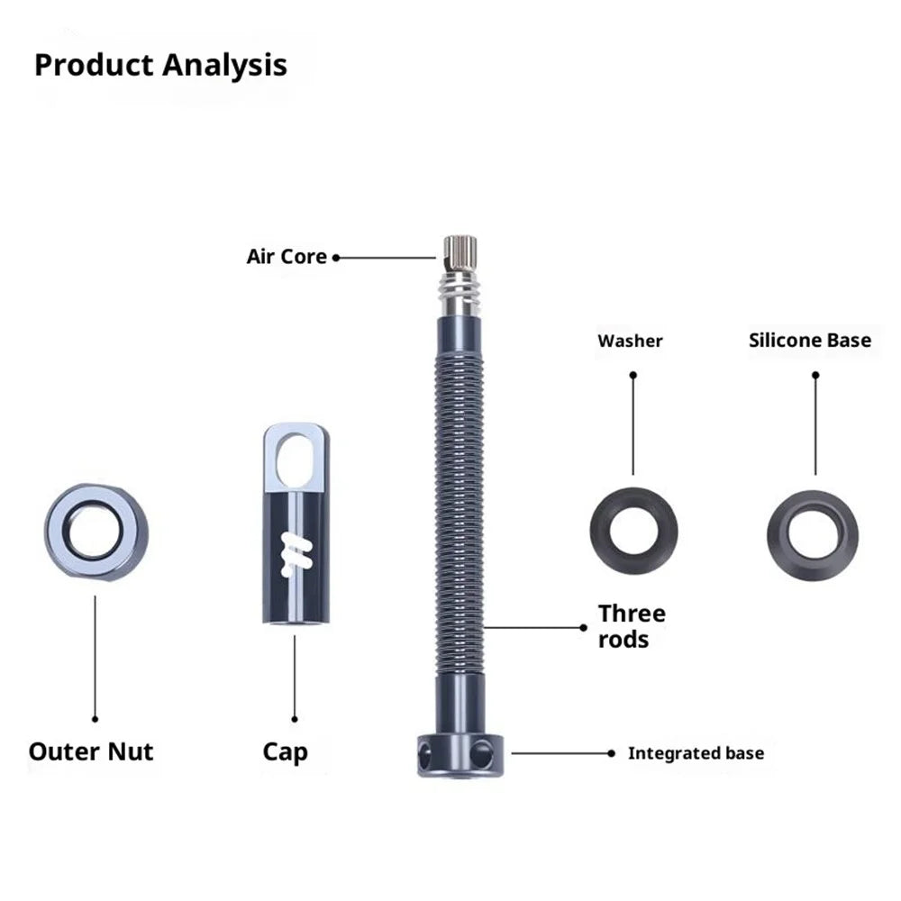 WEST BIKING YP0719491 Bike Tubeless Presta Air Valve Stem Lightweight Aluminum Alloy Valve Kit Potable Valve Core Removal Tool - Green 44mm - 7